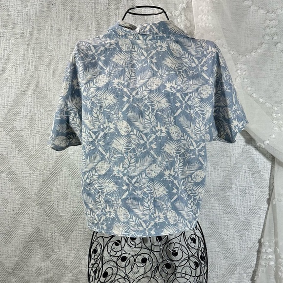 Mod Ref tropical pineapple cropped collared button down size S - Picture 3 of 7